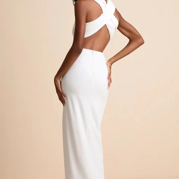 Lulu's White One-Shoulder Slit Maxi Dress - Picture 5 of 11